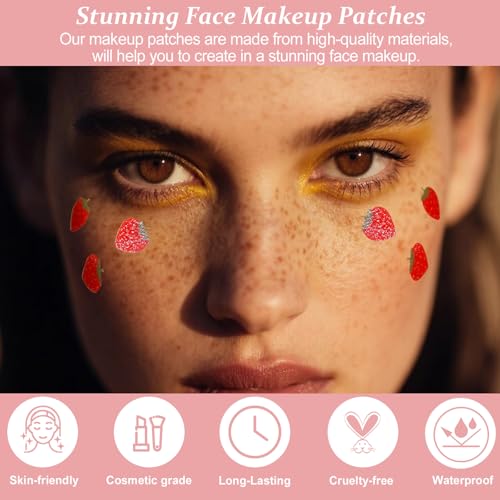 Boko Strawberry Speckles Temporary Tattoos, 6-Pack Waterproof Face Makeup