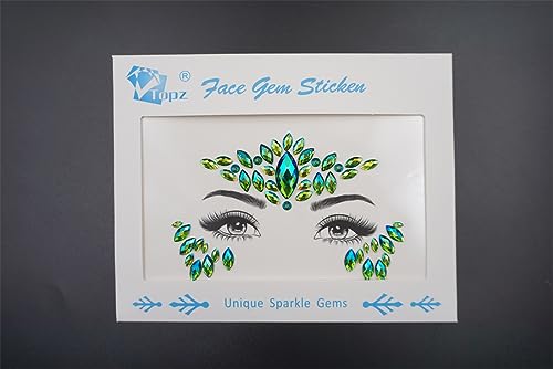 Green Face Gems Stick On Emerald Rhinestones Self Adhesive