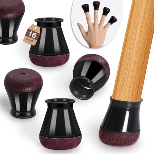 2023 New Chair Leg Floor Protectors for Hardwood Floors Felt Furniture Pads Silicone Caps Non Slip Reduce Noise Round Medium 16 Pack Black Round Small Fit 1/2" ~ 3/4" (14~19mm)