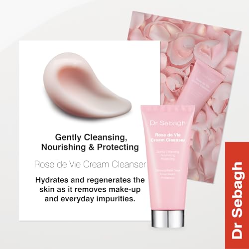 Dr Sebagh Rose de Vie Cream Cleanser (3.4 fl oz) - Gentle Facial Cleanser & Makeup Remover - Hydrating Skin Cleanser for Dry & Sensitive Types - Luxury Facial Cleansing Product