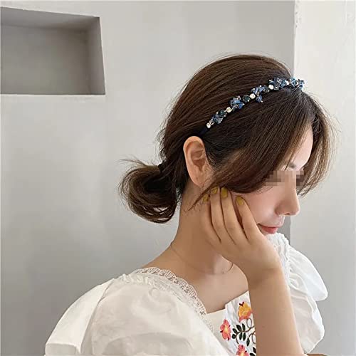 GSHLLO Rhinestone Crystal Headbands Sparkling Headbands Shiny Beaded Hairbands Bling Bling Hair Bands Hair Styling Accessories for Women Girls Blue