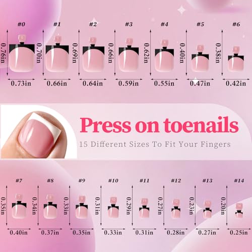 French Tip Press On Toenails - 150pcs Full Cover Fake Nails