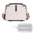 15 Inch Portable Hard Shell Makeup Case, Mini Cosmetic Travel Luggage Case with Shoulder Strap, Small Travel Suitcase Train Case with Toiletry Bag, ABS Material, White