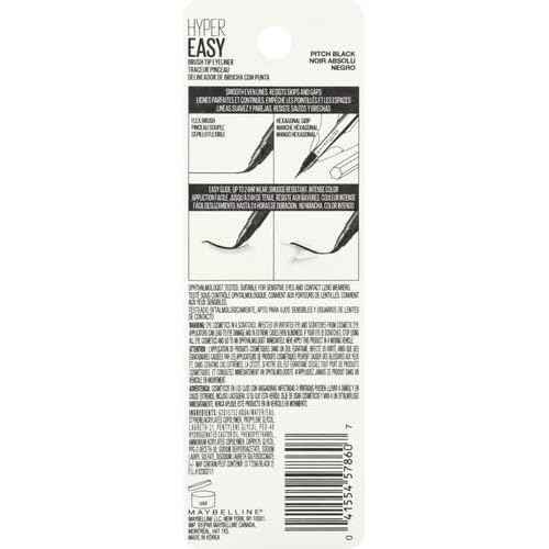 Maybelline Hyper Easy Liquid Pen No-Skip Eyeliner, Satin Finish, Waterproof Formula, Pitch Black, 0.018 Fl Oz