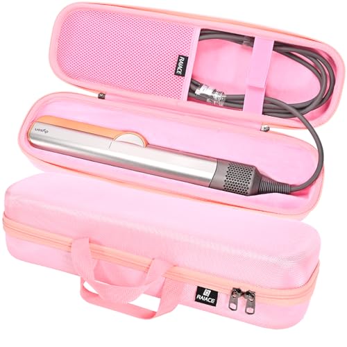 RAIACE Hard Carrying Case Compatible with dyson airstrait straightener, Travel Storage Bag. (for sale is case only) - Pink