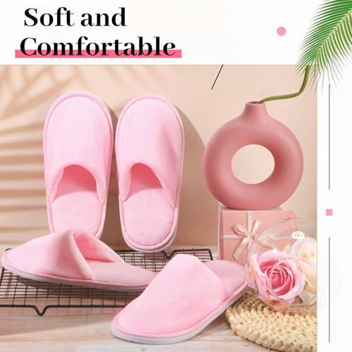 12 Pairs Kids Disposable Slippers for Guests Closed Toe Non Slip Spa Slippers Bulk Soft House Slippers Winter Warm Flip Flops for Boys Girls Travel Hotel Party Indoor Outdoor