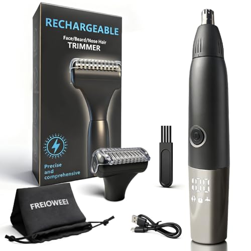 2026 New Upgrade Men's Nose and Ear Trimmer with LED Display ? Rechargeable Nose Hair Trimmer for Men, Eyebrow and face Trimmer, Powerful Motor & Dual-Edge Blades, Waterproof