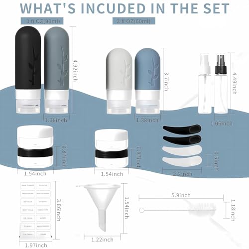 18-Pack TSA Approved Travel Bottles Set with Toiletry Bag
