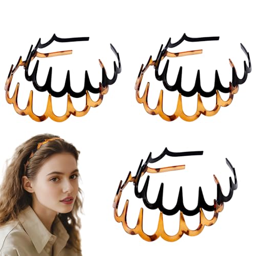 6Pcs U Shape Fashion Tooth Hair Comb Headband,High Cranium Headbands for Women's Hair, Reversible Korean Headbands with Teeth ? (Mix 6Pcs, M)