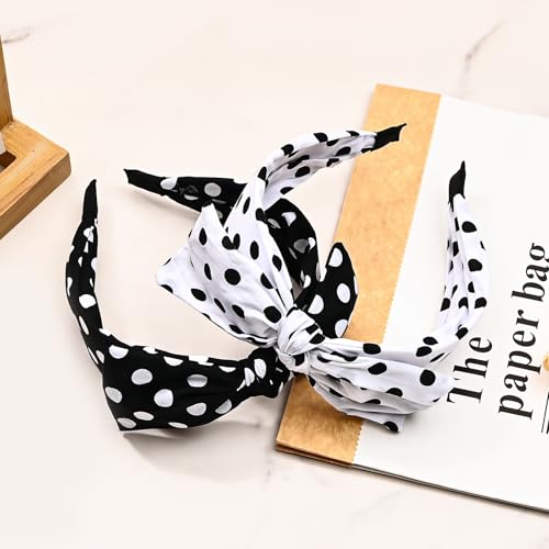 Polka Dot Bow Headband for Women - Retro Style Hair Accessory