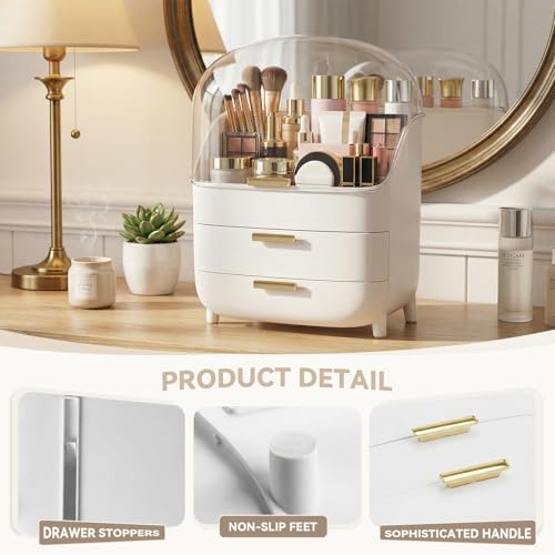 3-Tier Makeup Organizer with Drawers & Dustproof Lid