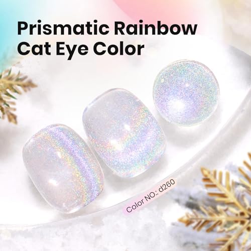 Beetles Rainbow Cat Eye Gel Nail Polish 15ml - Silver Glitter with Magnet