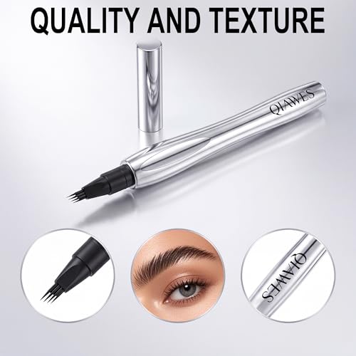 2 Pack Waterproof Eyebrow Pen with 4-Tip Microblading