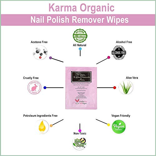 Karma Nail Polish Remover Wipes and Natural Soybean Lavender Remover Nontoxic Vegan Cruelty Free