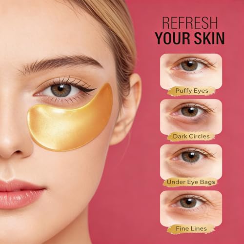 Under Eye Patches Masks - for Puffy Eyes, Dark Circles, Eye Bags and Wrinkles with Collagen & Hyaluronic Acid Hydrogel Under Eye Mask for Women and Men