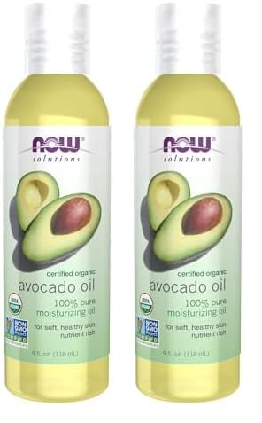 NOW Solutions, Organic Avocado Oil, 100% Pure Moisturizing Oil, Nutrient Rich and Hydrating, 4-Ounce (Pack of 2)