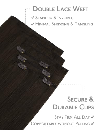 Dark Brown 18 Inch Remy Human Hair Clip-In Extensions 120g - Wennalife #2