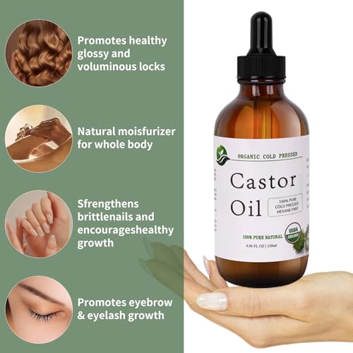 Organic Castor Oil - Cold Pressed & Unrefined - 4.23 fl. oz