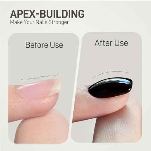 GAOY Builder Top Coat Gel, 16ml No Wipe Clear Rubber Top Coat for Gel Nail Polish, High Gloss Apex Building for Long Lasting UV Gel Nail Art