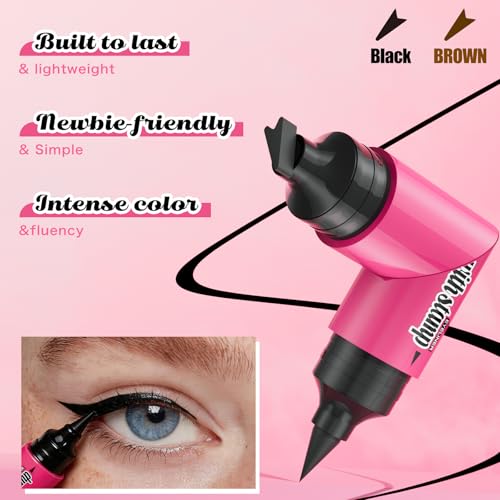Dual-End Winged Eyeliner Stamp Pen - Waterproof Brown