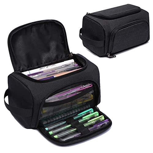 XQXA Pencil Pouch Large Capacity Pencil Case Organizer, Multifunctional Pencil Pouch with Compartmens,Big Pencil Bag for Office School Travel Men Women Adult(Black)