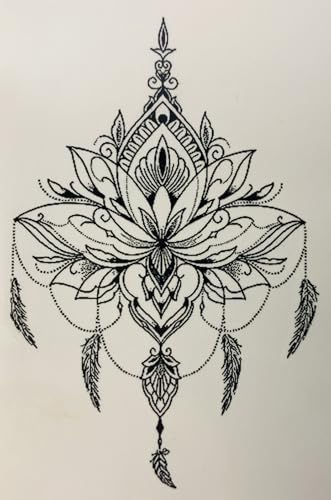 20 Piece Temporary Tattoos for Women, Indian Tribal Lotus Mandala