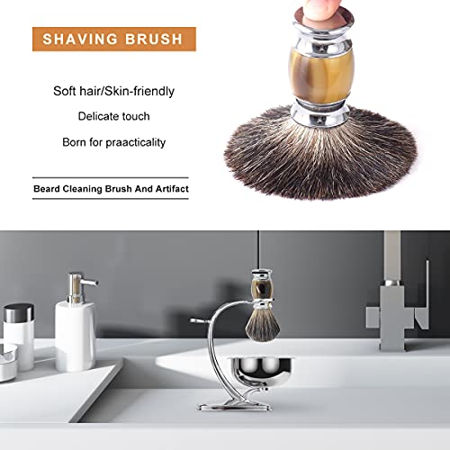 Straight Razor Shaving Kit for Men,Wet Shaving Brush and Bowl Set,Luxury Father's Day Gifts Set Includes Shave Brush,Soap,Stainless Steel Bowl,Shaving Stand,Double Edge Safety Razor with 10 Blades