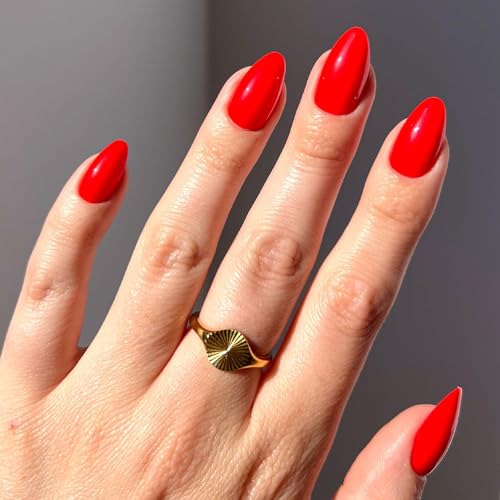 Glamnetic 3B Fiery Red Short Almond Press-On Nails 30pc Nail Kit