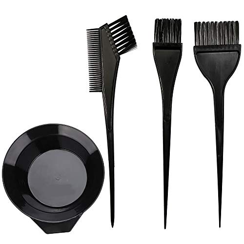 Hair Dye Color Brush and Bowl Set - Black - Hair Coloring Tools Kit