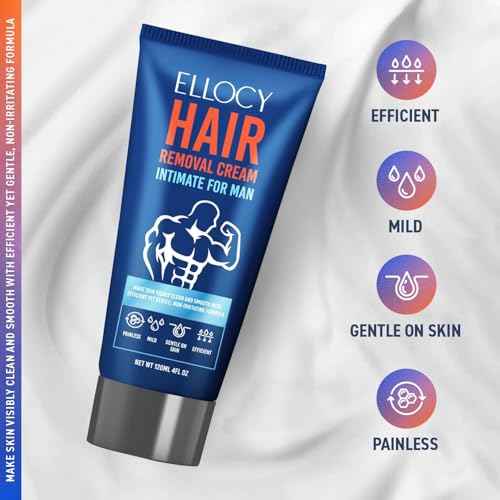 Hair Removal Cream for Men: Depilatory Cream For Unwanted Male Hair In Intimate/Private Area - Skin Friendly, Painless & Flawless cream (4 Ounce)