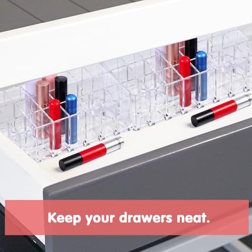 2 pcs Rollerball Perfume Organizer, 48 Spaces Clear Acrylic Perfume Storage Holder Beauty Scent Holder, Makeup Lipgloss Lipstick Display Case