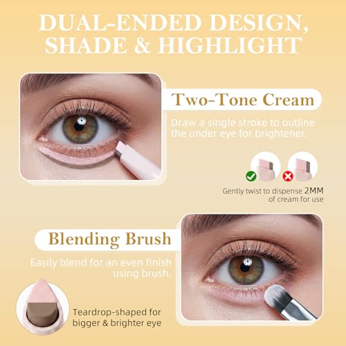 Double Head Under Eye Highlighter Stick with Blending Brush