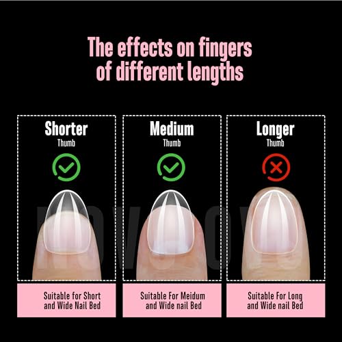 NOVO OVO Extra Short Almond Nail Tips - 224 pcs Full Cover Gel