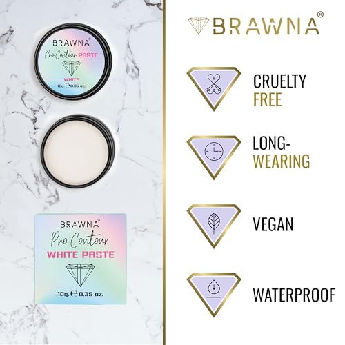 Brawna Pro Contour White Mapping Paste for Brow and Lip Measuring - White Concealer for PMU, Eyebrow Henna, Lamination, Tint