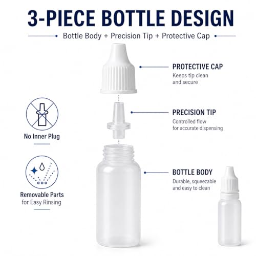 Adkoat 15ml Dropper Bottles - 4 Pack with Funnel | BPA-Free