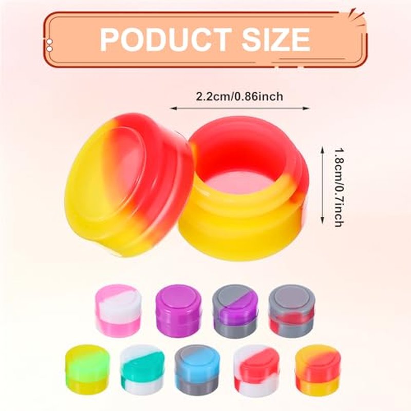 100 Pieces Silicone Wax Containers Non Stick Silicone Wax Containers Multi Use Storage Jars Oil Concentrate Bottles for Home Kitchen Travel, Assorted Colors (2 ml)