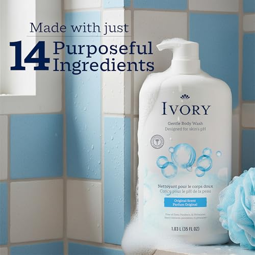 Ivory Body Wash for Sensitive Skin, 35 oz – Gentle, pH-Balanced