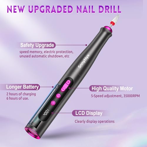 Professional Cordless Electric Nail Drill Kit 35000RPM with LCD Display for Manicure & Pedicure
