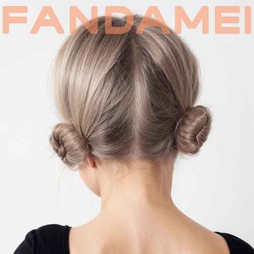 FANDAMEI Donut Bun Makers- 4PCS Extra Small 4 PCS Small Hair Bun Maker for Kids, Ballet Bun Donuts for Hair, with 5 Elastic Hair Ties and 40 Pins (Tan Brown)