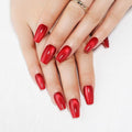 Stbisen C1 Ballet Heatwave Red Coffin Press On Nails with Gel Shine, 32Pcs Reusable Fake Nails Kit