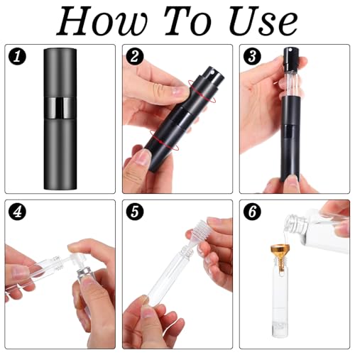 15Pcs 8ML Atomizer Perfume Spray Bottle for Travel, Refillable Perfume Bottle, Empty Cologne Dispenser, Twist Type Pocket Cologne Sprayer, Black