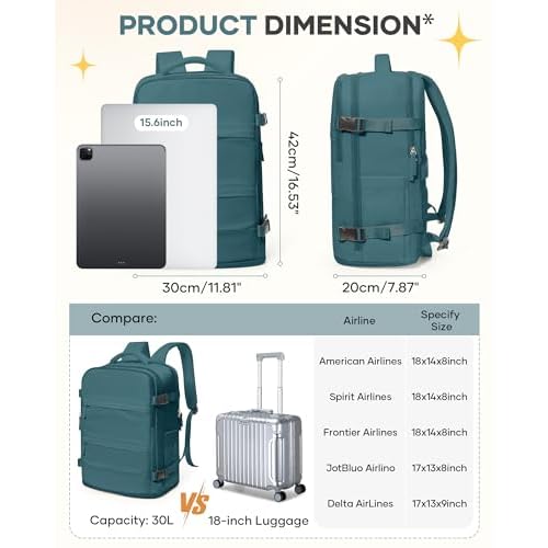 Travel Backpack For Women Men Airline Approved Carry On Backpack Flight Approved Waterproof Sports Luggage Backpack Casual Daypack Small Hiking Backpack