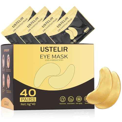 Under Eye Patches, 40 Pairs Eye Mask for Dark Circles, Puffy Eyes, Undereye Bags,Wrinkles,Eye Mask Patches with 24K Gold, Eye Treatment Skin Care for Men & Women Gift