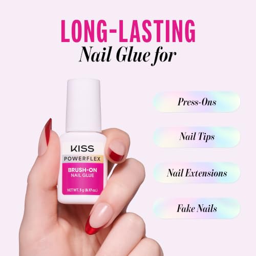 KISS PowerFlex Nail Glue - Clear, 0.17 oz Ultra Bond, Fast Drying, for Tips & Wraps - Variation of THIS listing