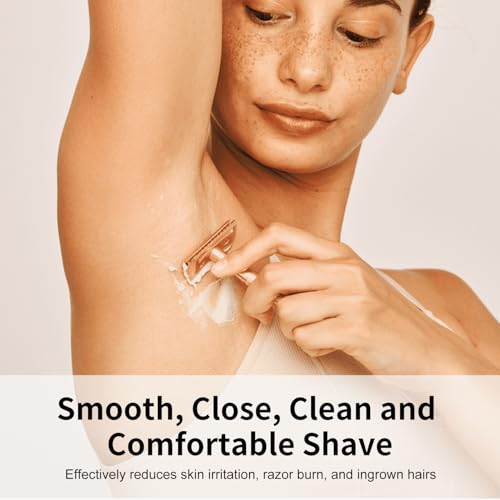 Safety Razor for Women, Reusable Metal Razor, with 10 Double Edge Blades, Smooth Close Gentle Shave, Plastic Free, Rose Gold