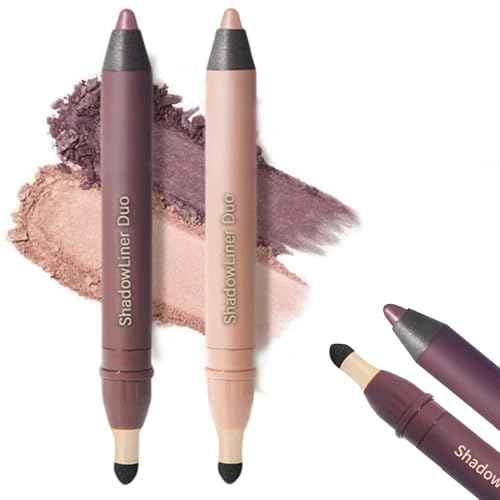 2pc Perfect Color Duo,Luxowly Shadow Liner 2-in-1 Eyeliner & Eyeshadow,Waterproof Eye Shadow Stick,Smooth Easy Application with Smudge Brush, Plum Shadow Liners Duo (Smokeshow+ Gaze)