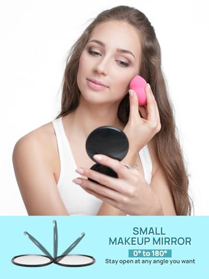 Macaki Compact 3-Inch Dual-Sided Makeup Mirror - 1X/30X Magnification, Black