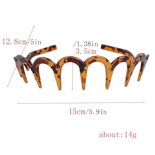 Zig Zag Hair Headband with Teeth Comb - Non-Slip 90s Style