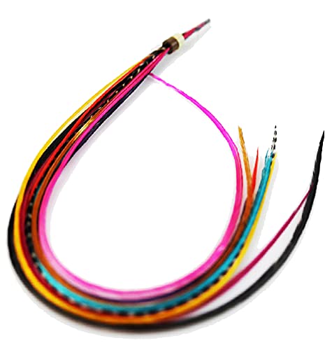 Rainbow Feather Hair Extension 8 Feathers bonded together at the tip