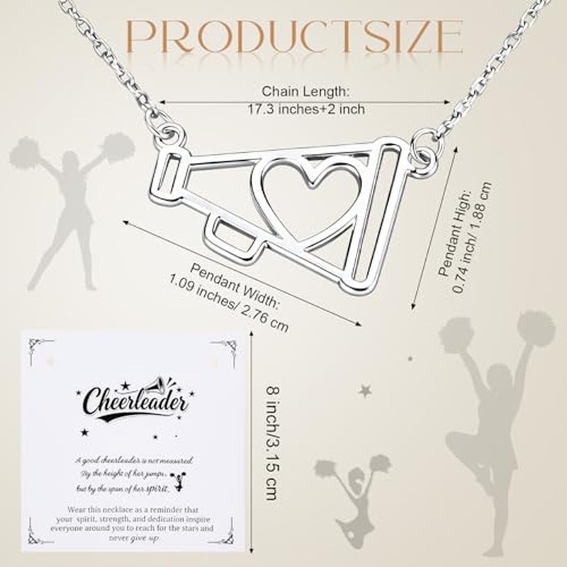 30 Pcs Cheerleader Megaphone Necklaces with Motivational Cards